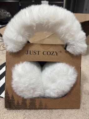Just Cozy White Faux Fur Ear Muffs for Kids
